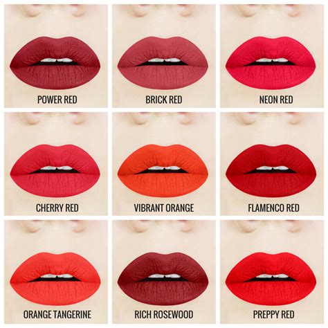 shades of red lipstick names.